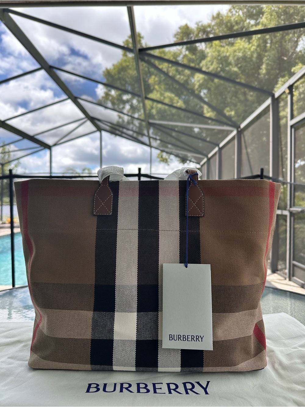 Burberry Canvas Tote Taupe Brown NWT